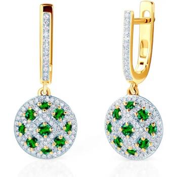 Image 1 of SAVICKI Обеци Savicki: двуцветно злато, смарагди, диаманти