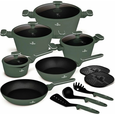 BERLINGERHAUS Sada nádobí s titanovým povrchem 15 ks Matte Green Collection BH-8208 – Sleviste.cz