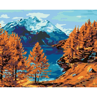 zuty malování podle čísel Jezero pod horou 100 x 80 cm vypnuté plátno na rám