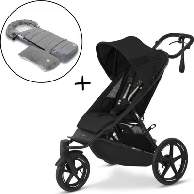 Cybex Avi Spin Moon Black 2024 + fusak a rukávnik JOMK Northern Grey