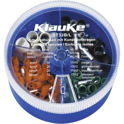 Klauke ST32B sada dutiniek 4 mm², 6 mm², 10 mm², 16 mm² čiastočne izolované oranžová, zelená, hnedá, slonová kosť 1 ks