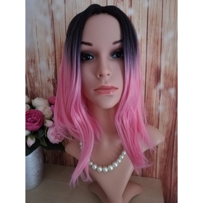 Wigorous Charlotte - polodlhá ombre ružová - čierna parochňa