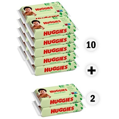 Huggies Бебешки мокри кърпички Huggies - Natural Care, 12 x 56 броя (5029054659762)