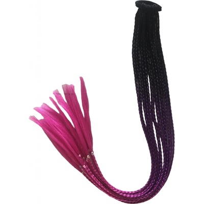 Kanekalon braid copy na gumičce- černá-fialová-růžová K50