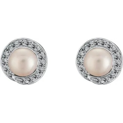 Swan Сребърни обици със сладководни бели перли IE0413W Swan