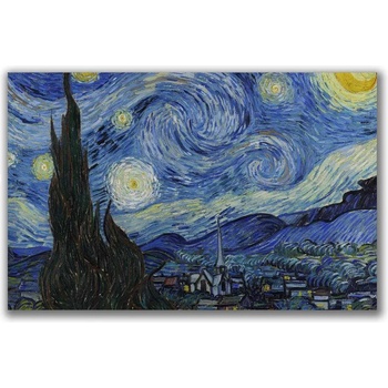 Wallxpert Декоративна картина Wallxpert 978VNC1174, Звездна нощ на Винсент Ван Гог, 45х70 см, Син (978VNC1174)