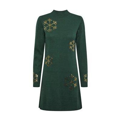 PIECES Плетена рокля 17136436 Зелен Regular Fit (17136436)