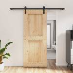 vidaXL Преплъзваща се врата Естествено и черно 85 x 210 cm (3444919)