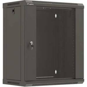 Lanberg Рак шкаф Lanberg 19" стенен 12U 540x350mm, стъклена врата, черен (WF03-5312-10B)