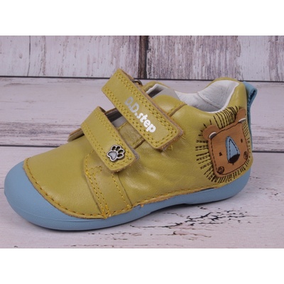 D.D.step Celoroční kožené botičky obuv 015-459B bare foot limetkové s lvíčkem – Zboží Mobilmania