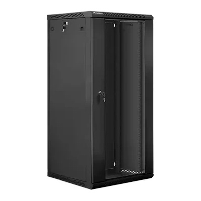 Lanberg Комуникационен шкаф, Lanberg rack cabinet 19" wall-mount 27U / 600x600 for self-assembly (flat pack), black (WF01-6627-10B)