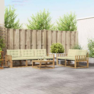 vidaXL Комплект дивани за открито 6 pcs Бяло и кремаво 79 x 79 x 37 см (3388416)
