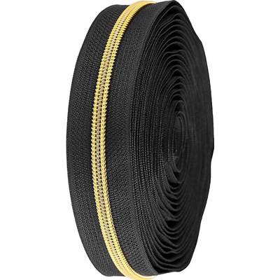Prima-obchod Zip spirálový No 5 s metalickými zoubky metráž, barva 4 (322) černá zlatá