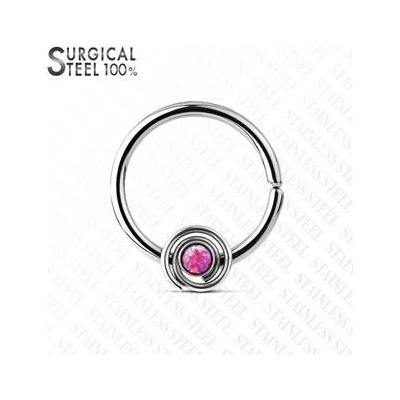 Šperky4U piercing do nosu ucha kruh, opál růžový N0035-P