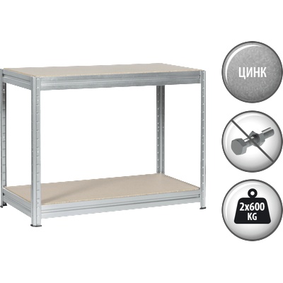 Carmen Метален стелаж MEGA 87x160x60 см, до 600 кг на рафт - цинк