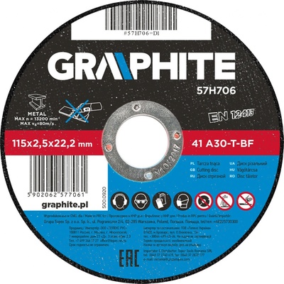 Graphite Řezací kotouč 115 x 2.5 22.2 mm 57H706