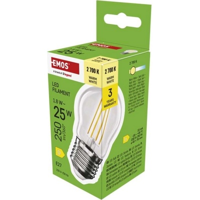 Emos LED žárovka Filament Mini Globe E27 1,8 W 25 W 250 lm teplá bílá