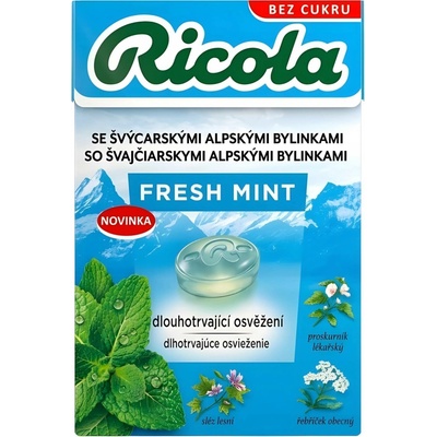 Ricola Fresh Mint alpský švýcarské bylinné bonbony 40 g