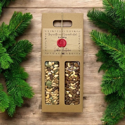 Nutworld Dárková krabice s pečetí Double Naturální a slaný Mix 2 x 650 g