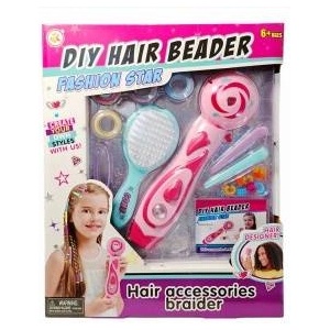 Swede Creative toy with a bead braiding machine for hair