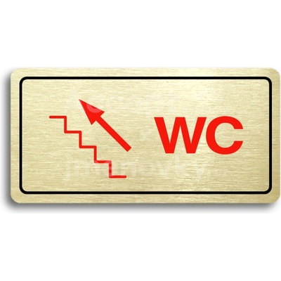 ACCEPT Piktogram WC VLEVO NAHORU - zlatá tabulka - barevný tisk