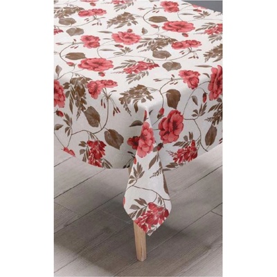 Ubrus PVC 7A, metráž, 20 m x 140 cm, růže červené s lístky, IMPOL TRADE