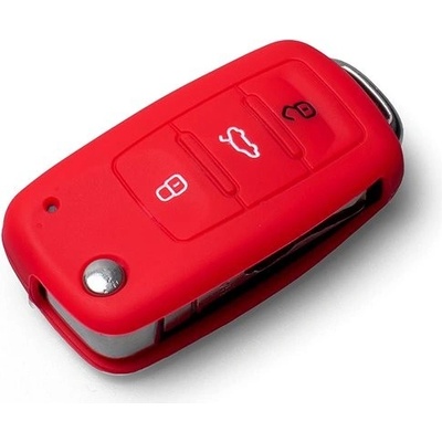 Kľúčenka Ochranné silikónové puzdro na kľúč na VW/Seat/Škoda s vystreľovacím kľúčom červená