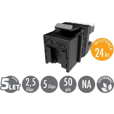 SOLARIX MULTIPACK 24 ks - rychlozařezávací keystone Solarix CAT5E UTP RJ45 SXKJ-5E-UTP-BK-NA 25286713