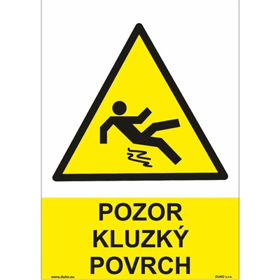 DUKO POZOR KLUZKÝ POVRCH Formát: 210 x 297 mm, Materiál: plast 5 mm, samolepící vinylová fólie