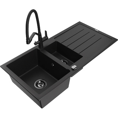 Mexen Andres гранитна мивка с 1, 5 камери с отцедник и кухненски смесител Duo, (6515-77-671701-70-B)