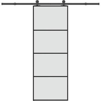 vidaXL Плъзгаща се врата с обков 76x205 см ESG стъкло и алуминий (3332864)
