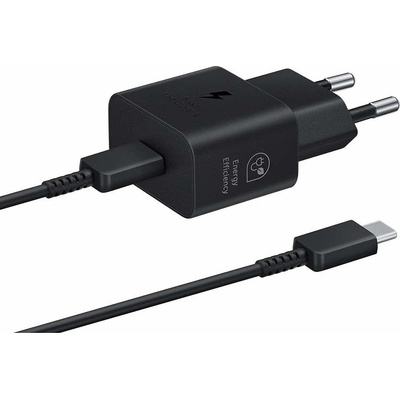 Samsung Комплект EP-T2510EBE захранване за ел. мрежа с USB-C изход и EP-DN980BBE USB-C кабел (черен) - Samsung Power Delivery 3.0 25W Wall Charger Set (bulk)