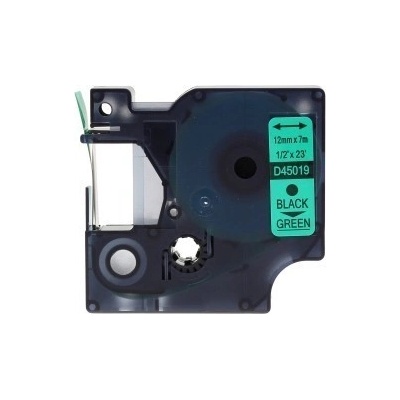 Label Dymo D1 45019 - kompatibilná páska - 12mm, čierne písmo / zelený podklad