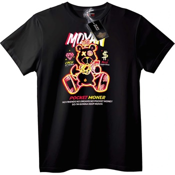 NOONEBRAND Тениска Movin Pocket Moner Bear - 2XL, Black