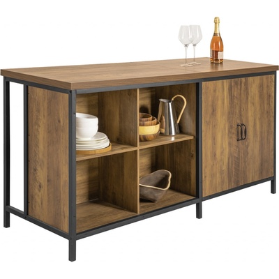 SoBuy KNL01-F Kuchynský ostrov voľne stojaca kuchynská skrinka Highborad Commode Cupboard Sideboard Bar Table Buffet Industrial Design WHT cca: 170x89x60cm