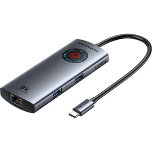 Vention докинг станция Docking Station Type-C - TQZHB - 8K, LED Display - HDMI, USB 3.0 x 2, USB-C 3.2 Gen 1, PD100W, LAN (1Gbps) (TQZHB) - BestPC