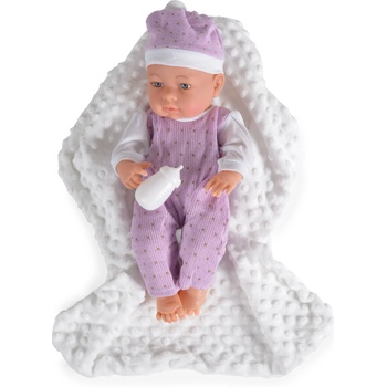 Moni Кукла-бебе Moni Toys - С лилаво боди и бяло одеяло, 41cm (109293)