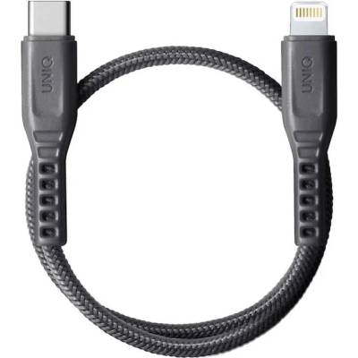 Uniq Flex USB-C to Lightning Cable PD 18W - USB-C към Lightning кабел за Apple устройства с Lightning порт (30 см) (сив)