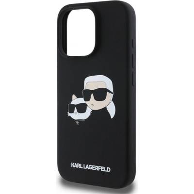 CG Mobile iPhone 16 Pro KARL LAGERFELD ТЕЧЕН СИЛИКОНОВ ДВОЙНИ ГЛАВИ MAGSAFE Силиконов удароустойчив протектор за телефон, MagSafe, ЧЕРЕН KLHMP16LSKCHPPLK (KLHMP16LSKCHPPLK)