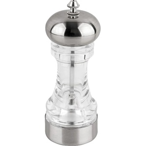 BRIO Salt Pepper - Мелница за сол/пипер, прозрачна, инокс, керамичен механизъм, 5.7х5.7х15.5cm (107105)