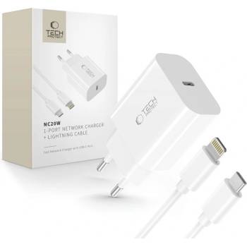 Tech-Protect Комплект зарядно и кабел с Lightning за IOS от Tech-Protect NC20W - Бяло (5906302362899)