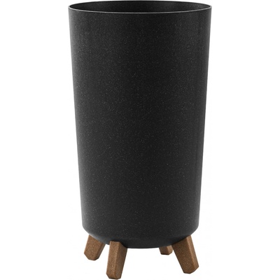 Prosperplast Květináč GRACIA TUBUS SLIM ECO WOOD antracit 23,9cm