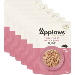 Applaws Пакетче за котки с тон и скариди в желе 6 x 70 г