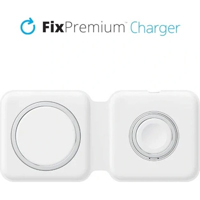 FixPremium - MagSafe Duo pro iPhone a Apple Watch, bílá