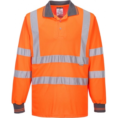 Portwest S277 Reflexná polokošela s dlhým rukávom oranžová 4XL