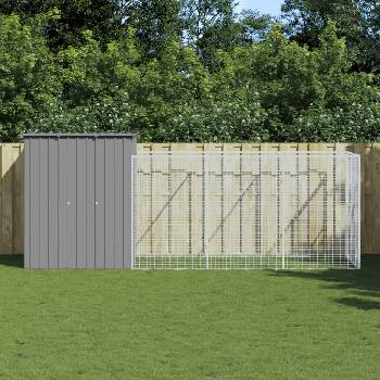 Image 1 of vidaXL Кучешка къща с волиера, 165x455x181 см поцинкована стомана (3189104)