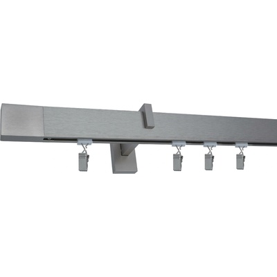 Kovovégarnýže Garnýže Square line modern square broušený nerez Jednořadá, 151-200cm, jezdec+šnekový háček
