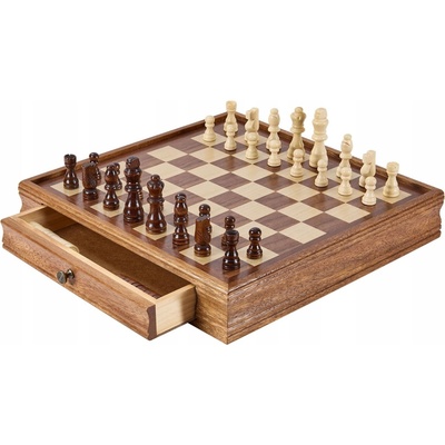 Sada šachů z masivního dřeva 2 v 1 Šachovnice 38 CM Pro začátečníky
