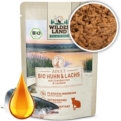 Wildes Land Kuřecí maso a losos bio 85 g