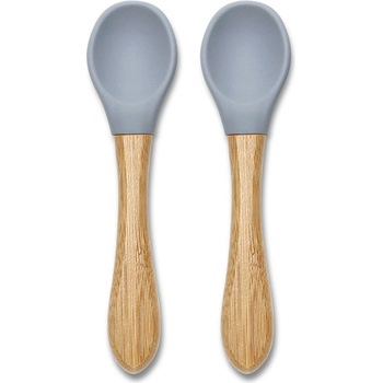 NATURAL Силиконови лъжички с бамбук Lorelli - Natural, 2 броя, Grey (10230680003)